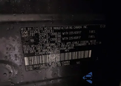 2021 Toyota Rav4 Hybrid Xle z USA, uszkodzony, nr VIN 2T3R6RFV5MW010523